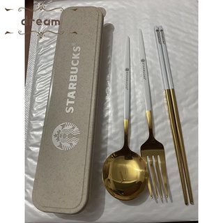【DREAMLIFE】Tableware Three-piece Set Chopsticks Fork Kitchen Lightweight Portable