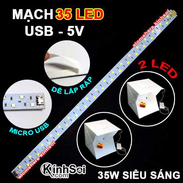 Mạch 35 LED hỗ trợ sáng cho hộp chụp sản phẩm Studio Box Light Micro USB
