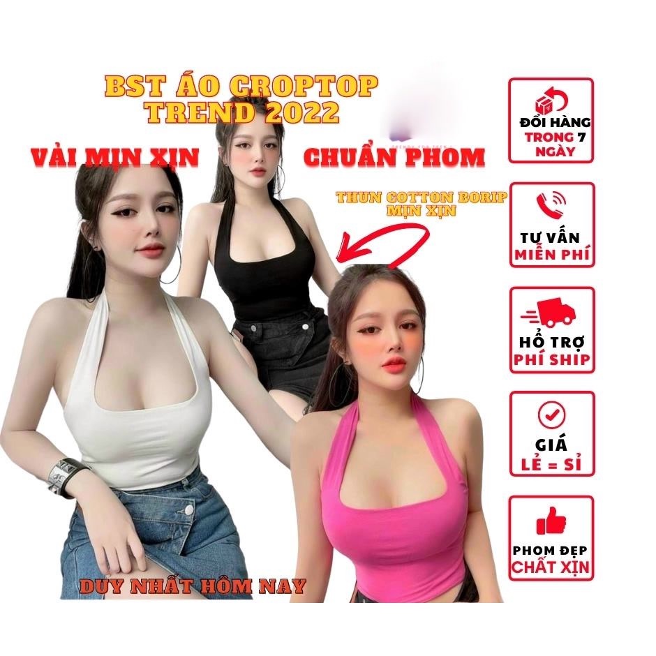 Áo kiểu yếm choàng cổ croptop nữ đẹp ôm body hở lưng  cực sexy mẫu mới thời trang alohashop91