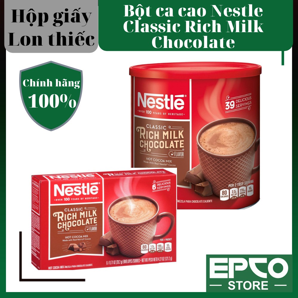 BỘT CACAO NESTLE CLASSIC RICH MILK CHOCOLATE (HỘP GIẤY/LON)