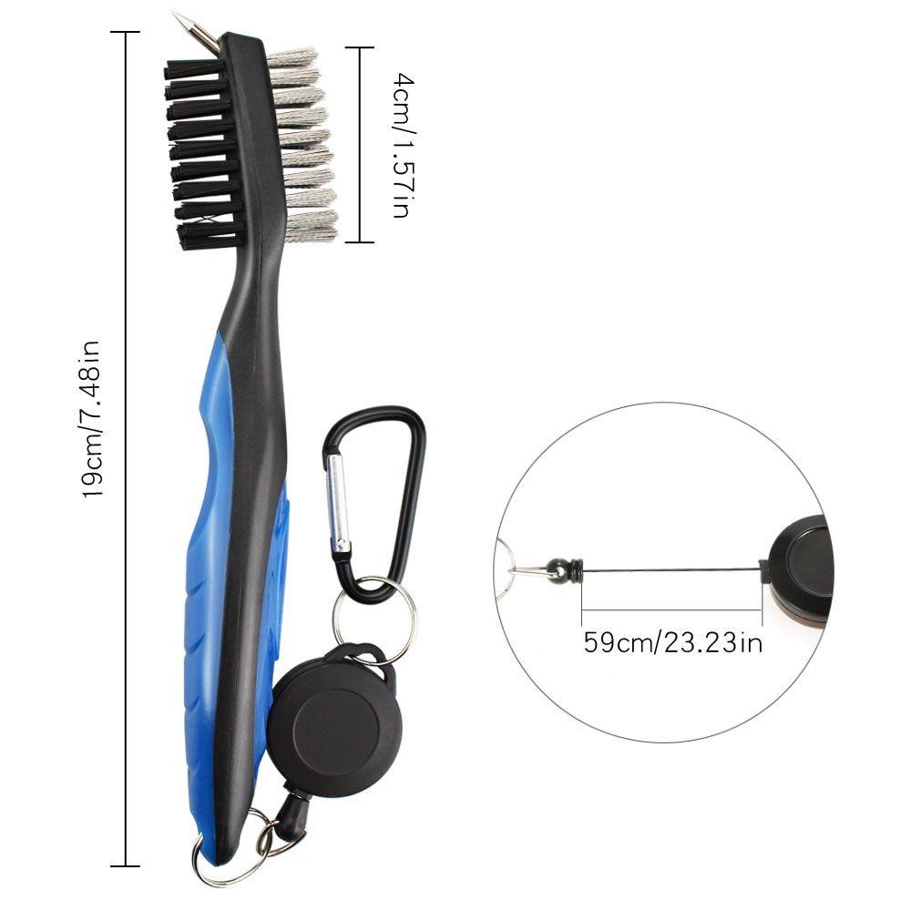 GLENES High Quality Retractable Groove Cleaner 2 Sided Groove Cleaning Brush Golf Club Brush Golf Zip-line Sporting Goods Durable Sharpener Tool Cleaner Golf Accessories/Multicolor