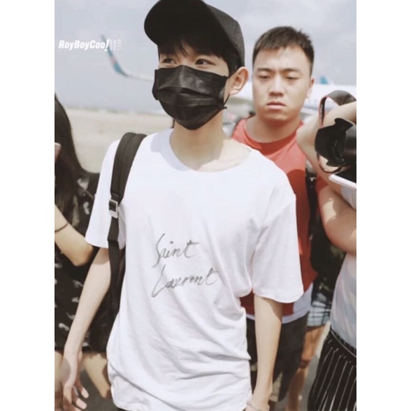 Áo thun Sain lauren chữ ký trắng cao cấp vải thun cotton