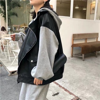 🔥 Áo khoác Jacket da tay nỉ