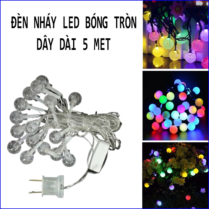 Đèn nháy trang trí bóng tròn chống nước dây dài 5 mét