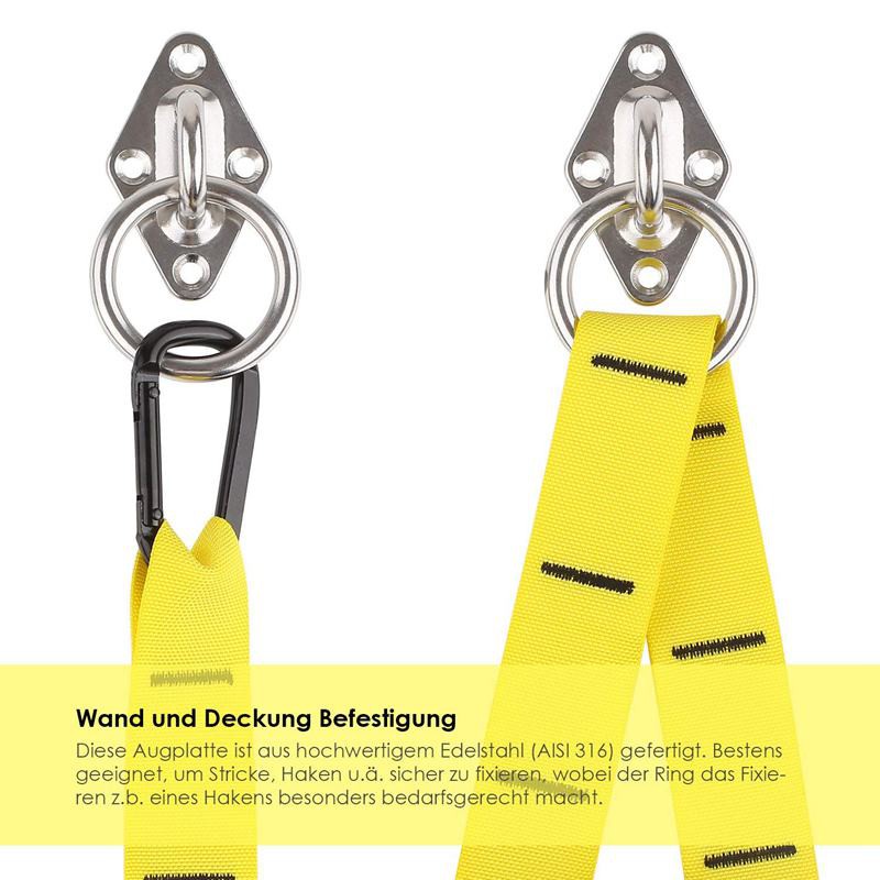 Bộ móc treo võng gắn tường hoặc trần nhà từ thép không gỉ 80mm x 50mm