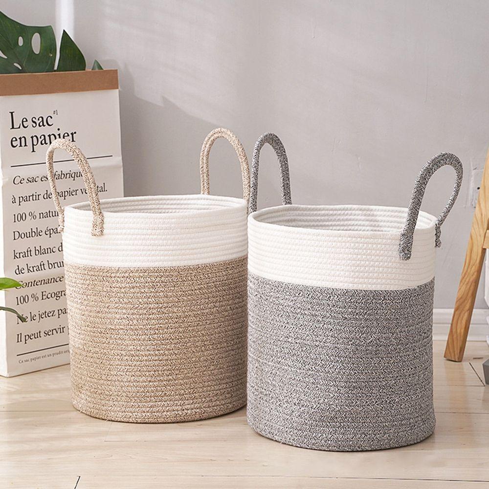 Giỏ Đựng Đồ Giặt Bằng Dây Cotton Bện Sợi Thừng Sắp Xếp Gọn Gàng Trang Trí Nhà Cửa