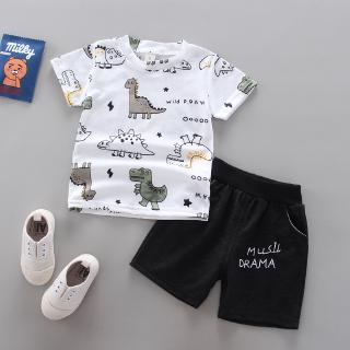 Bộ Quần Áo cotton Ngắn In Họa Tiết Hoạt Hình Thời Trang Mùa Hè Dành Cho Bé Trai Gái 0-5 Tuổi