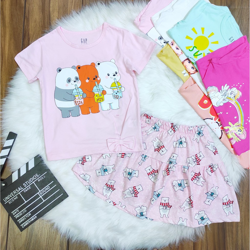 Set chân váy + áo thun cotton GAP mẫu Elsa, Pony cho bé gái 4-14T