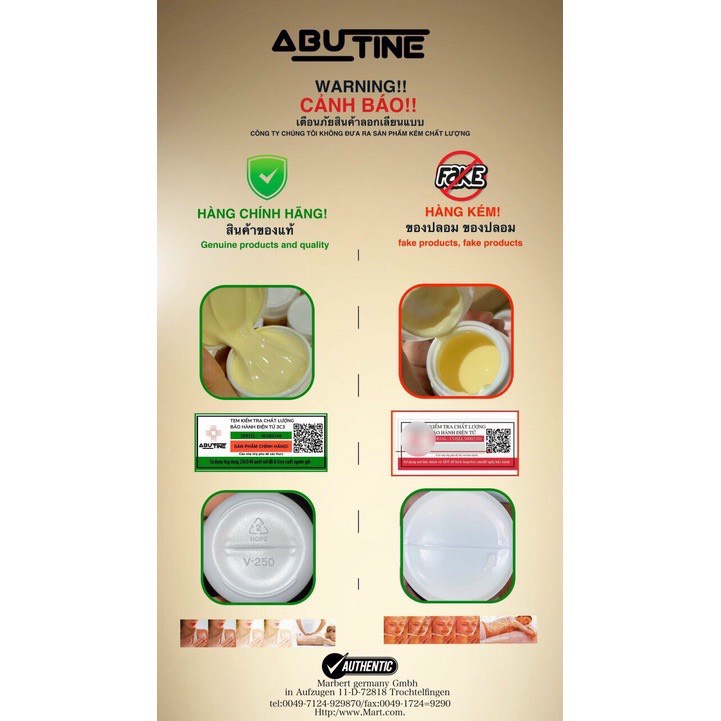 Kem kích trắng da body Abutin 3c3 Thái Lan  200GR+Kem Kích Trắng Abutin HỒNG Thái Lan 250g-CHÍNH HÃNG-CÓ TEM