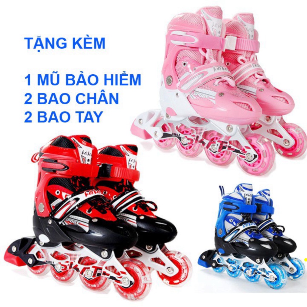 Giày Patin Trẻ Em 4 Bánh 2 Hàng Cho Bé Flying Eagle Longfeng Cougar, Trượt Batin Có Đèn Cao Cấp 5 6 7 8 9 10 Tuổi Giá Rẻ