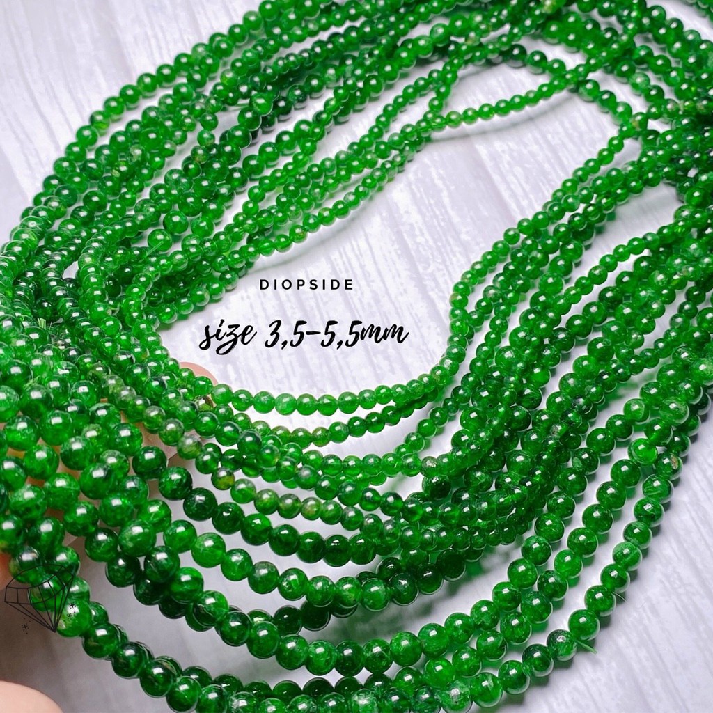 Vòng tay Diopside quấn 3 màu xanh đẹp, hạt size 4 li ,vòng đá phong thuỷ