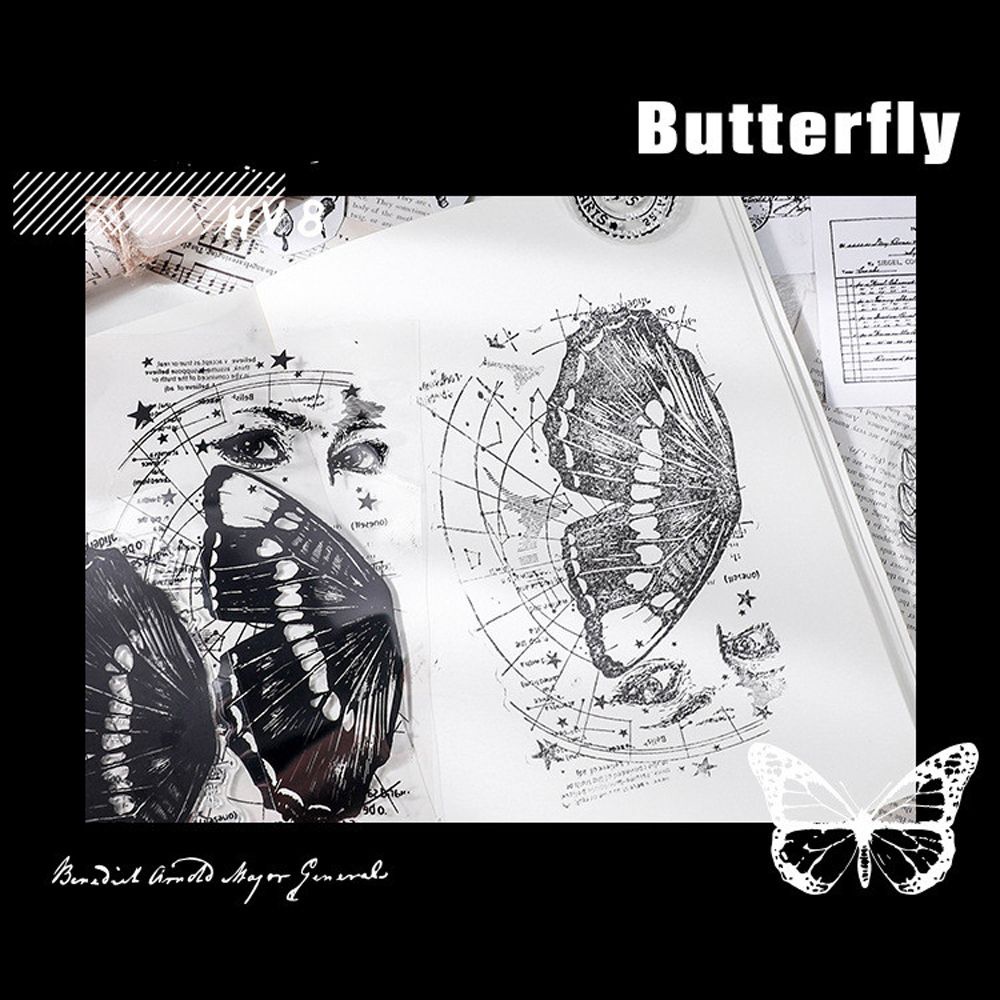 Tấm khuôn silicon cao su trong suốt hình số/bướm/cây cỏ trang trí album thủ công DIY phong cách vintage làm quà tặng