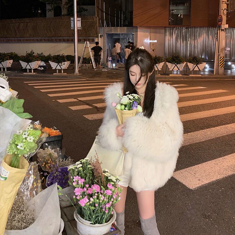 22 Phong Cách Mới!F &amp; X Áo Khoác Lông Cáo Giả Có Mũ Trùm Đầu Dày Dặn Phong Cách Thời Trang Mùa Đông Cao Cấp