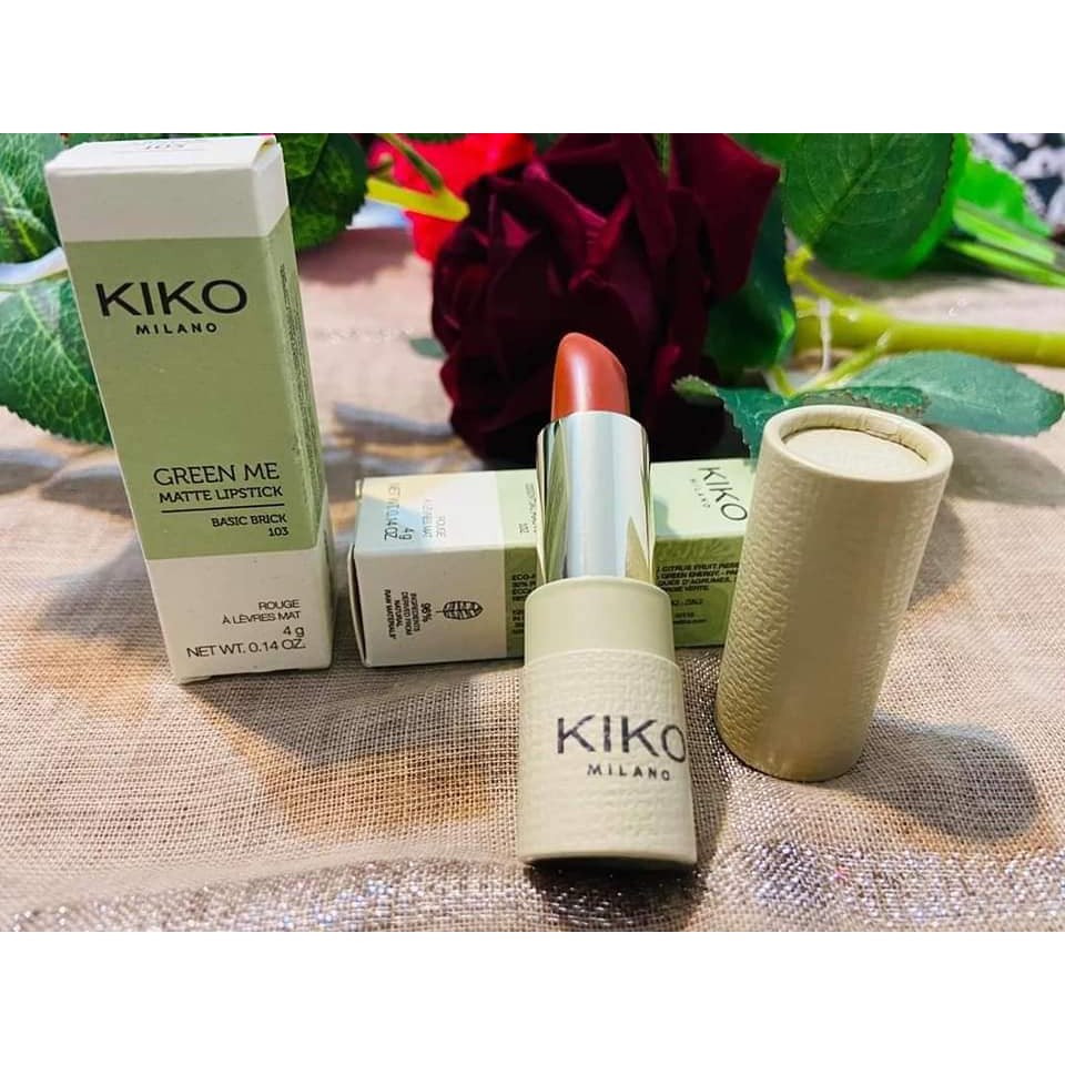 Son KIKO MILANO NEW GREEN ME MATTE LIPSTICK 103 (Màu Cam Cháy)