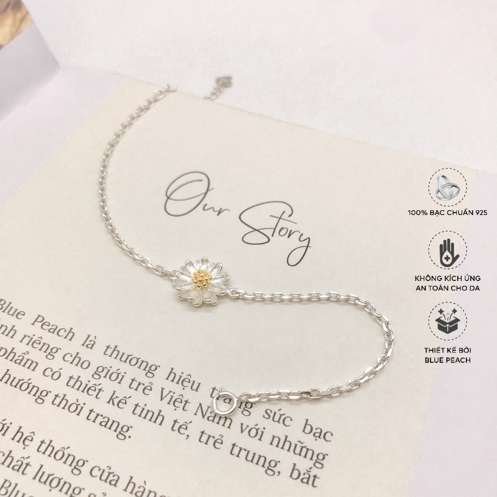 Lắc Tay Bạc Blue Peach Daisy Tini LT426