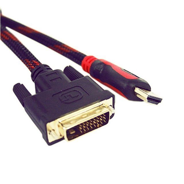 Combo 10 Dây Cáp Tín Hiệu DVI 24+1 Sang HDMI dài 1.5m Bọc Lưới Chống Nhiễu