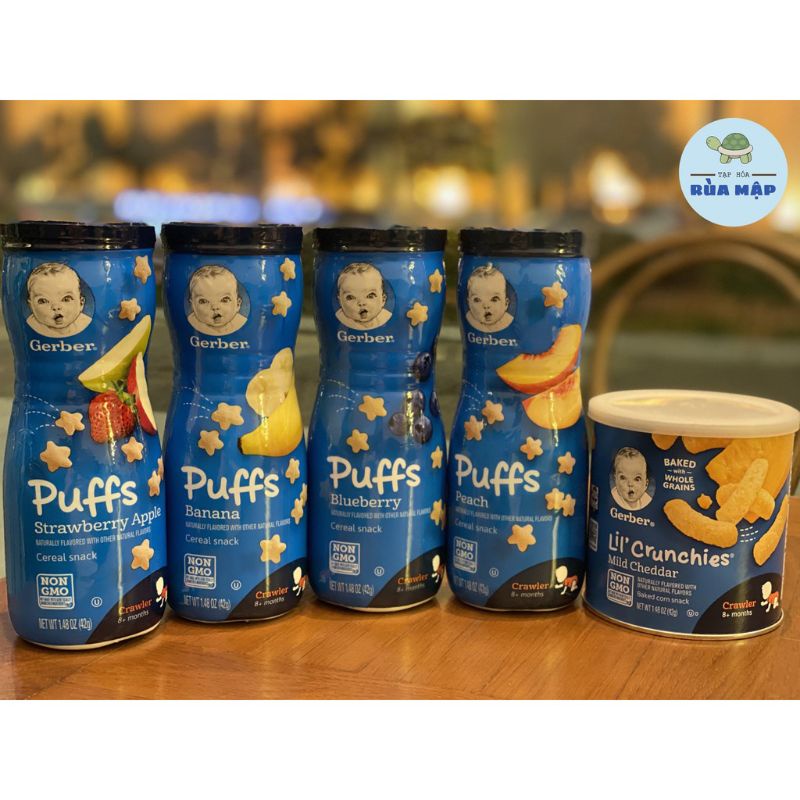 Bánh Gerber Puffs ngôi sao, đồ ăn dặm Gẻber cho bé từ 8 tháng tuổi