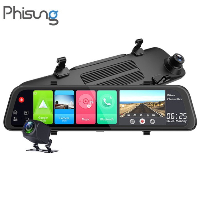 Sản Phẩm Camera hành trình gương ô tô cao cấp Phisung - Z68 màn hình 12 inch, 4G, Wifi, GPS ..