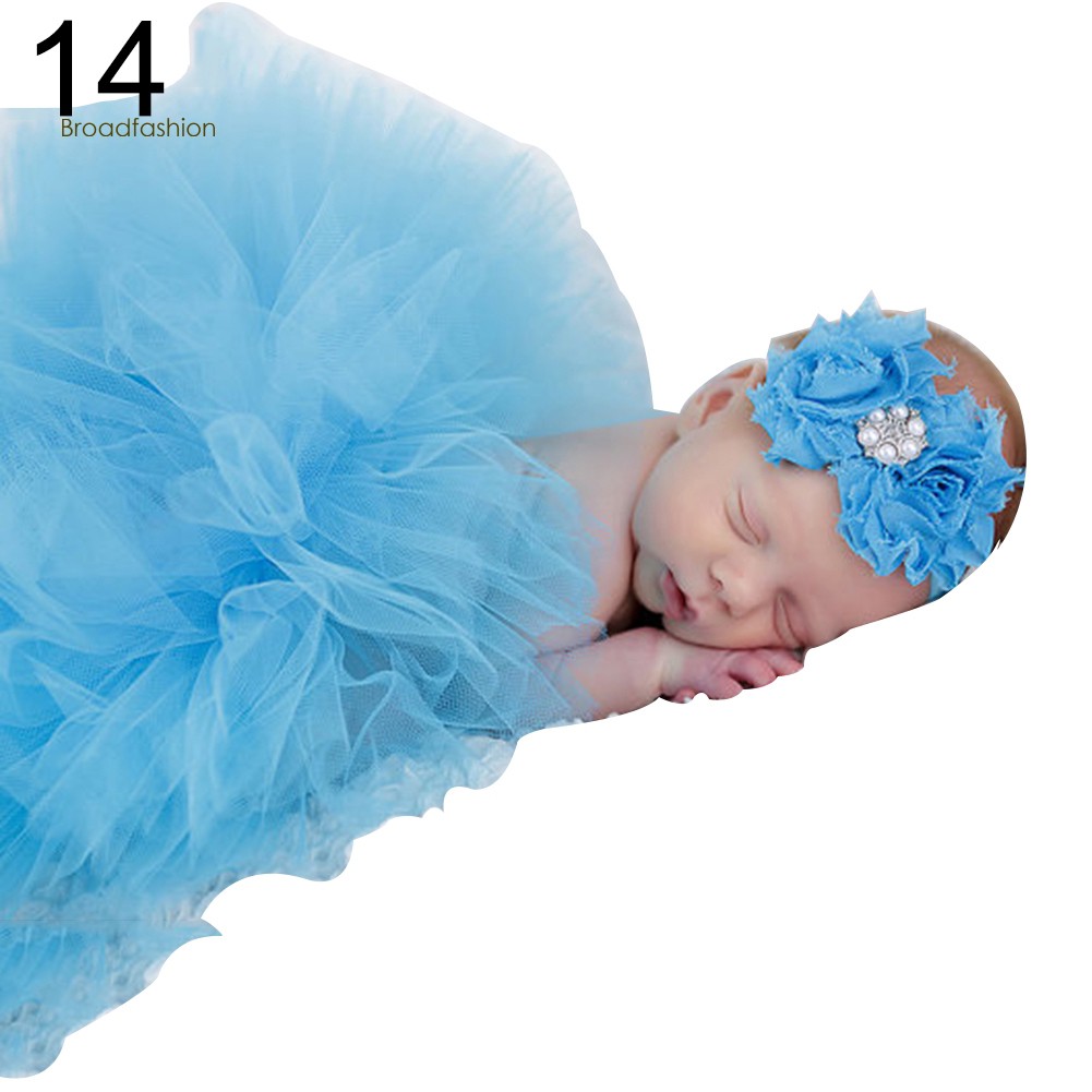 Set Băng Đô Hoa + Chân Váy Tutu Chụp Ảnh Cho Bé Gái