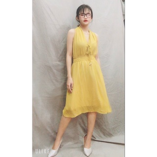 Đầm cổ buộc Chiffon ngắn