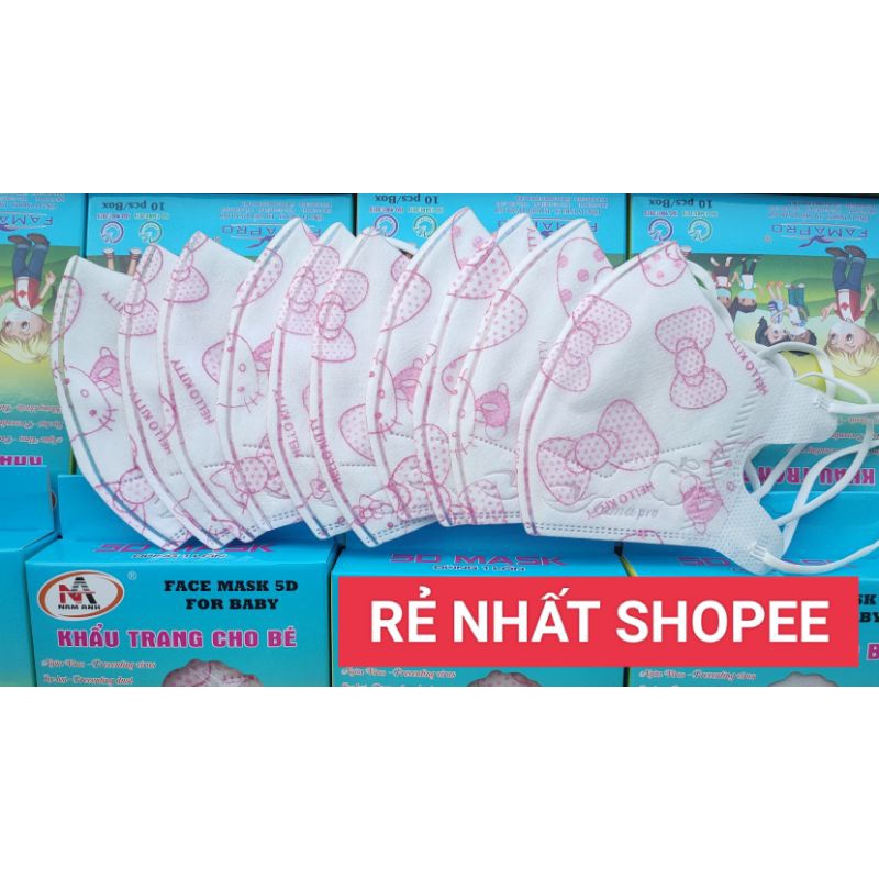 Khẩu trang 5D cho em bé Famapro, hộp 10 cái