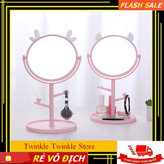 [SALE] Gương Tai Thú Để Bàn Trang Điểm Hình Thú ( Mèo, Tuần Lộc, Gấu, Monster) Phong Cách Hàn Quốc Cực Xinh