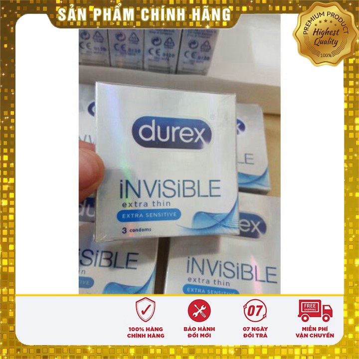 [GIÁ SỈ] Bộ 3 hộp bcs ÔM SÁT SIÊU MỎNG Durex Invisible - 3 cái