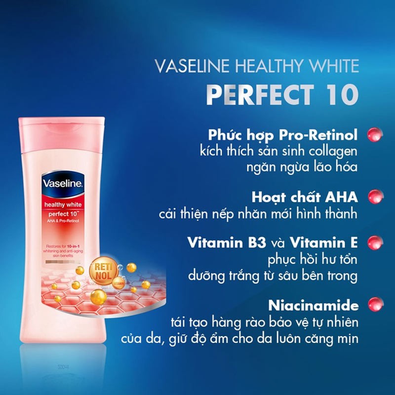 Sữa dưỡng thể trắng da Vaseline Healthy White Perfect 10 | BigBuy360 - bigbuy360.vn