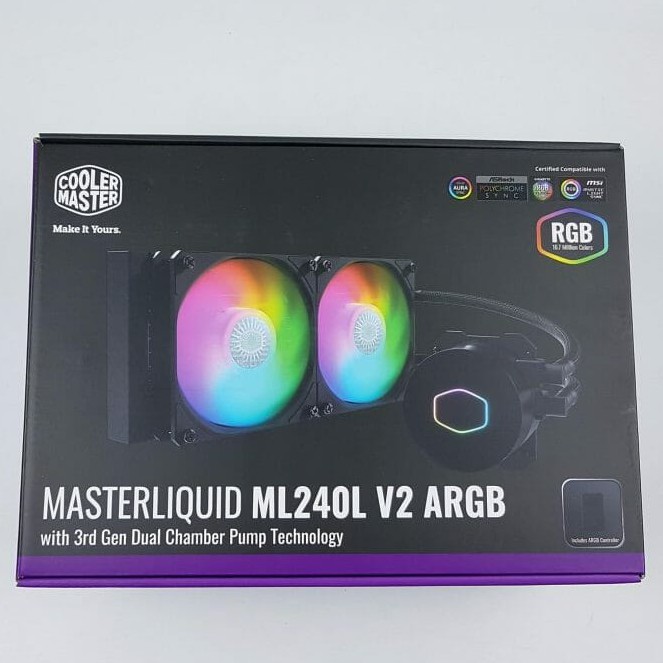 Tản nhiệt nước AIO CoolerMaster MasterLiquid ML240L V2 ARGB - Chính hãng, tản nhiệt CPU, LED ARGB 5v sync Main/Hub