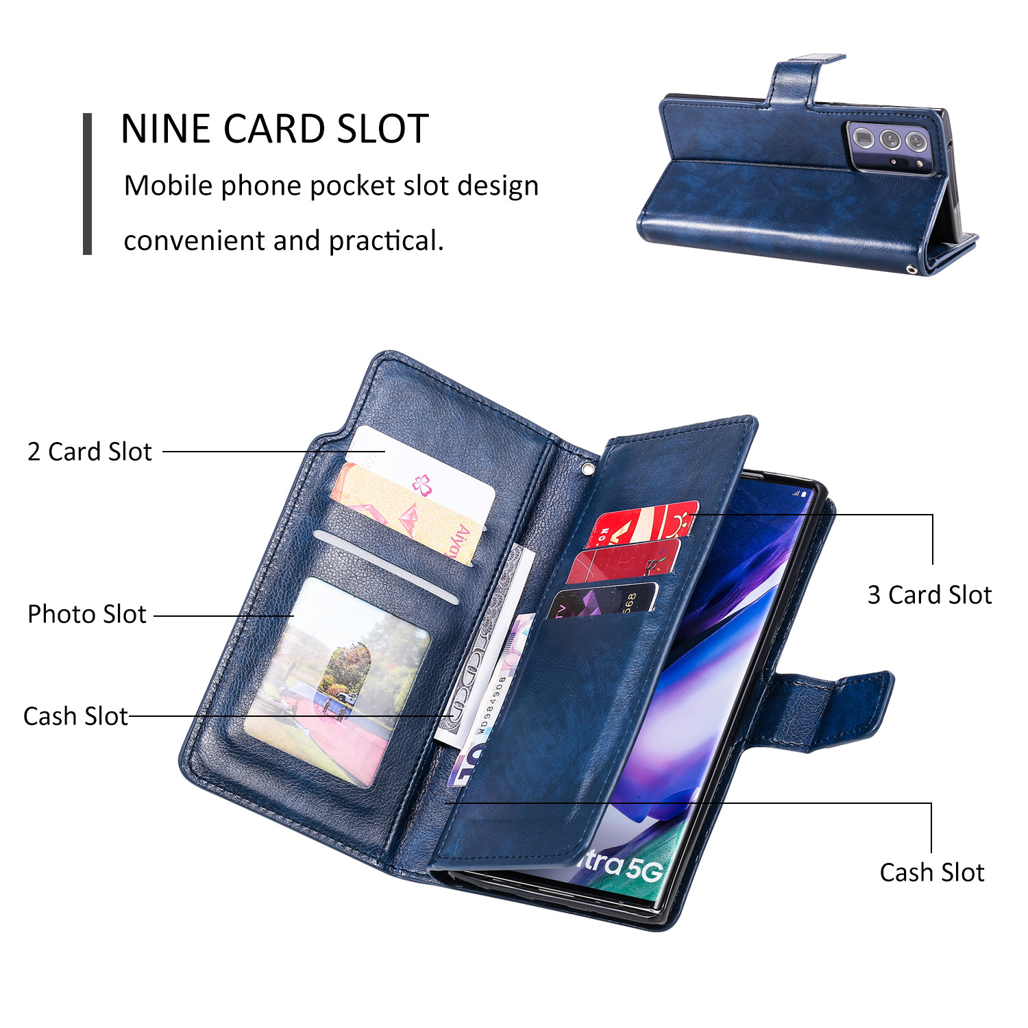 Bao da điện thoại mềm nắp gập dạng ví đựng thẻ cho Samsung Note 20 Ultra Note 10 Note 9 Note 8 Plus Pro 5G