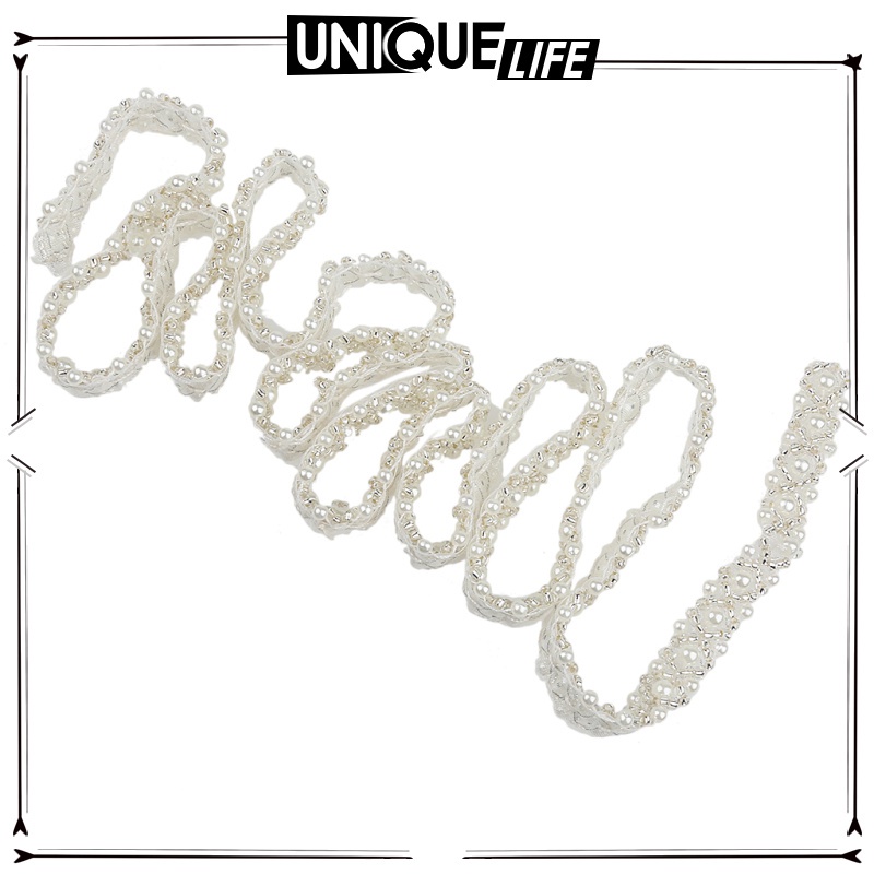 Dải Ren Lưới Đính Hạt Ngọc Trai 1Yard Trang Trí Thủ Công