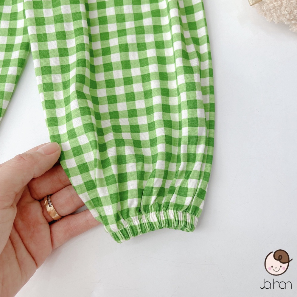 Bộ Quần Áo Trẻ Em  KID Dài Tay Caro Ulzzang Cho Bé Trai Bé Gái từ 6 đến 18kg Chất Thun Lạnh