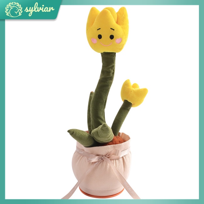 [sylviar] Chậu Hoa Tulip Nhồi Bông Nhảy Múa Phát Sáng Nhiều Màu Sắc