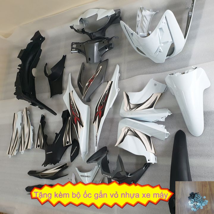 Bộ dàn áo xe Wave RSX 110 đời 2008 đến 2012 - Màu Trắng Ghi