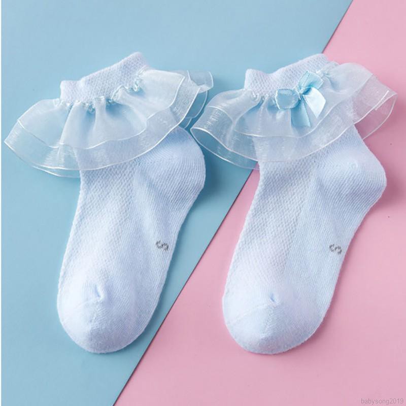 Vớ có vải ren nhún bèo dành cho bé gái