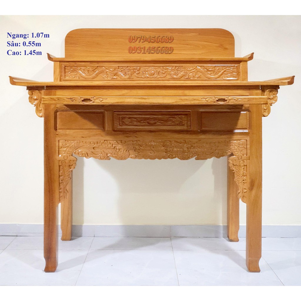 Bàn thờ gia tiên hai tầng gỗ gõ đỏ ngang 1.27m( Miễn Phí vận chuyển nội thành TP HCM )