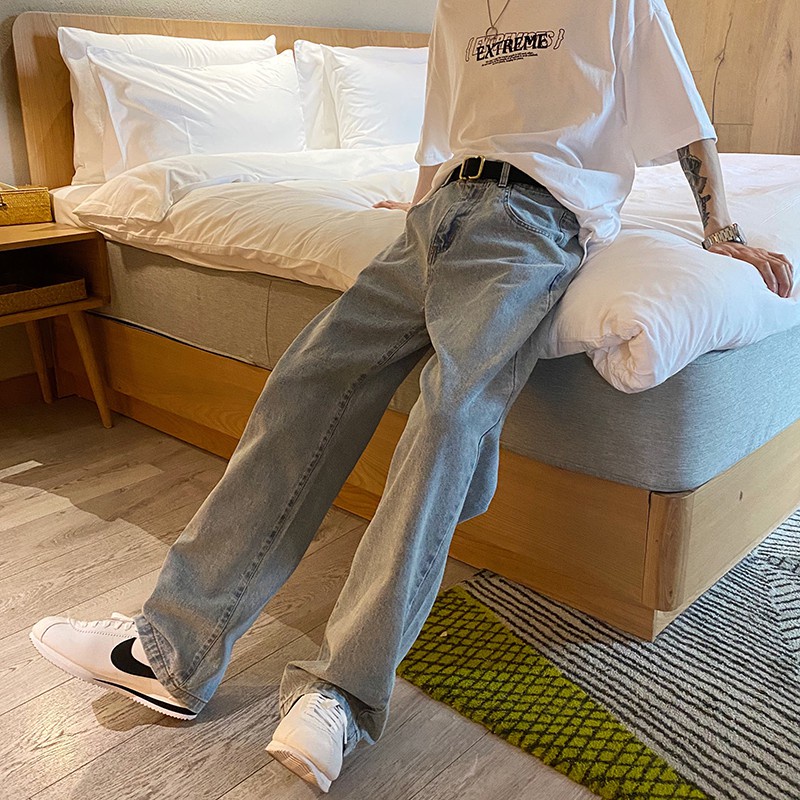 Quần Jean dáng suông rộng, quần bò trơn form rộng nam dễ phối đồ TR03 | BigBuy360 - bigbuy360.vn