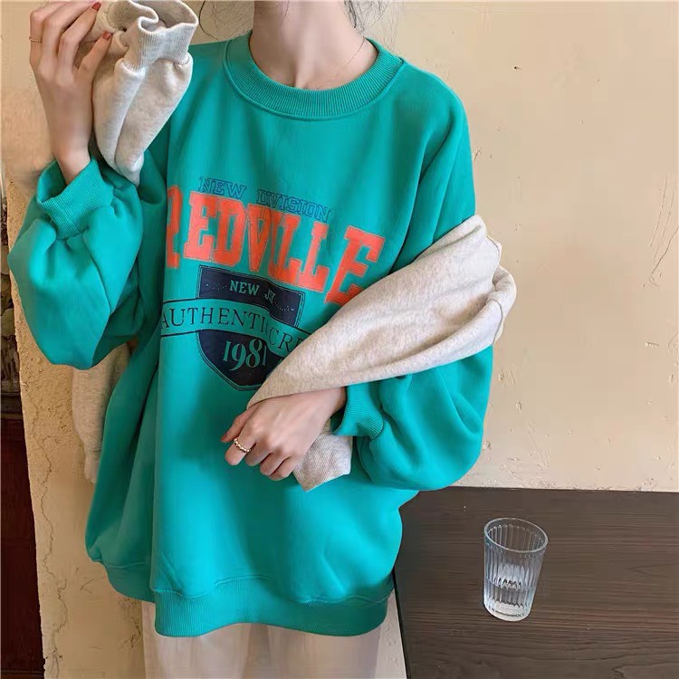 Áo sweater nữ form rộng hàn quốc 2021, áo sweater nữ nỉ dài tay sọc ngang đen trắng | BigBuy360 - bigbuy360.vn