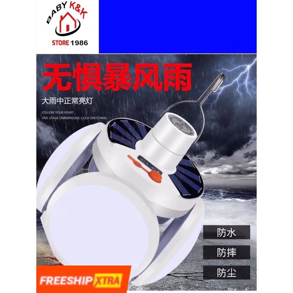 Bóng Đèn Led Tích Điện 5 Cánh💡Đèn Năng Lượng Mặt Trời Có Thể Đóng Mở💡 Tiện Lợi Đi Cắm Trạị Dã Ngoại