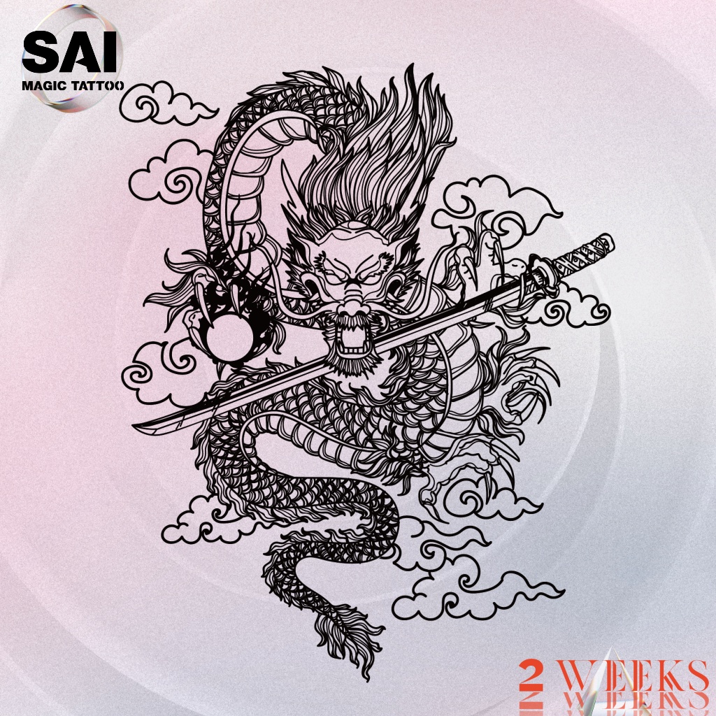 Miếng dán hình xăm tạm thời SAI MAGIC TATTOO 18CM×11CM chống thấm nước lâu trôi lên đến 2 tuần 061