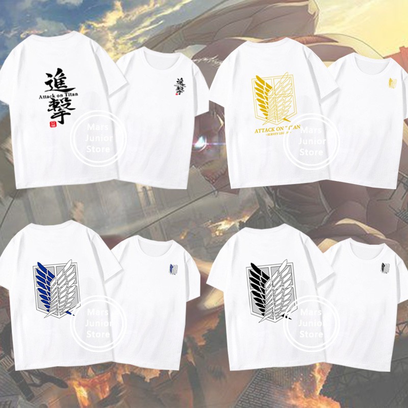 Anime Attack on Titan Eren Jaeger Scout Regiment Cosplay Short Sleeve Print White Round T-shirt Tee Gift