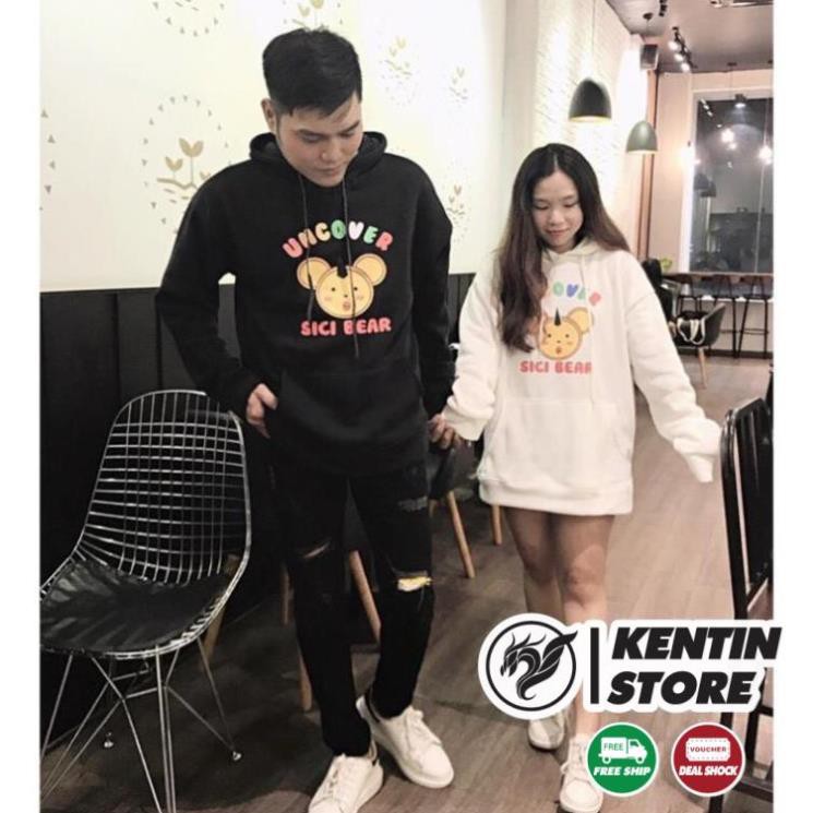 Áo Hoodie Không Xù lông Dành Cho Nam Nữ Có Mũ Chất Nỉ Form rộng Unisex Sici Bear tại KENTIN