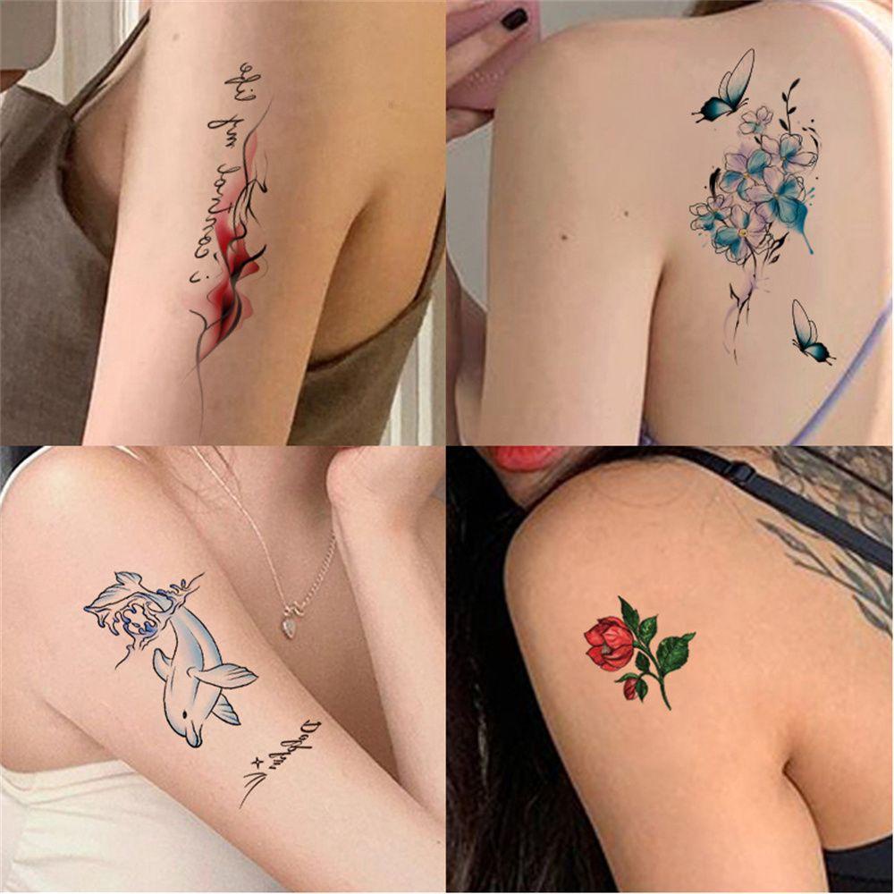 Hình Xăm Dán Tạm Thời Chống Thấm Nước Hình Hoa Và Bướm KENT1