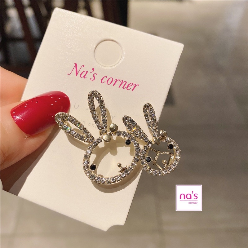 Kẹp tóc Kim loại hình Thỏ đính đá phong cách dễ thương dành cho nữ