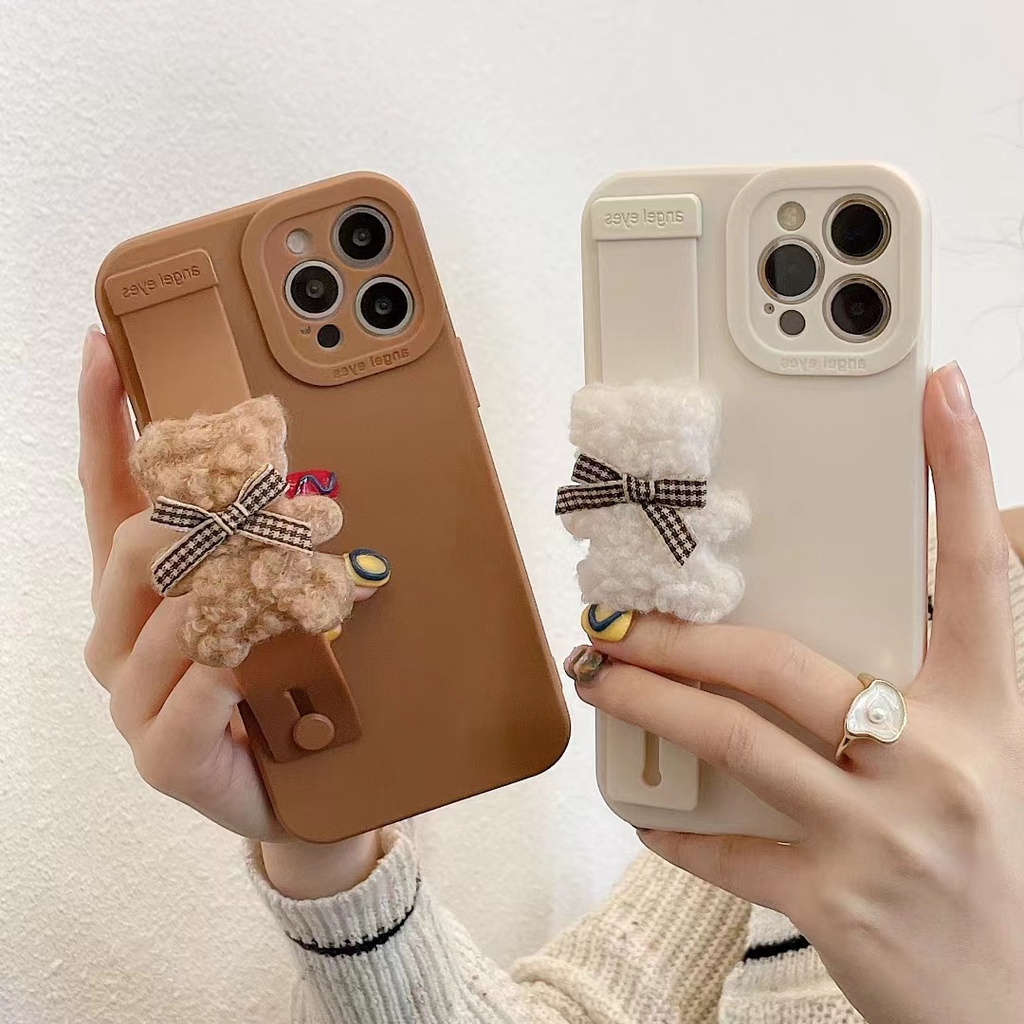 Ốp Điện Thoại Hình Gấu Bông Có Dây Đeo Cho iPhone 7 8 Plus X XS XR 11 12 13 14 pro max