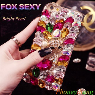 iPhone 15 15Pro 15ProMax Plus 14 13 12 11 Pro Max Ốp lưng đính đá hình cáo cực độc cho điện thoại