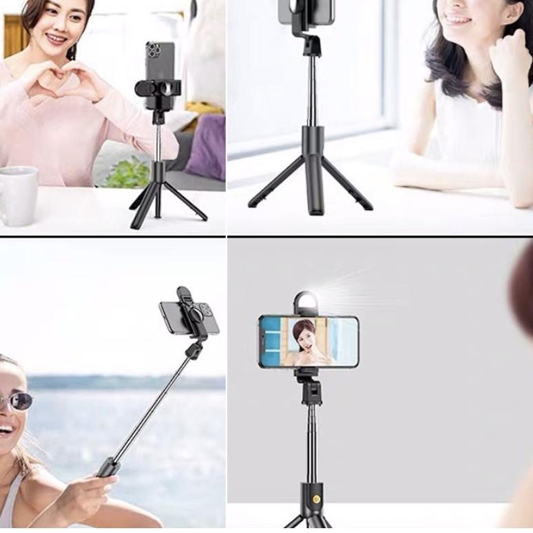 ☊↕Gậy Tự Sướng Bluetooth Có Đèn LED / Gậy Tự Sướng Có Thể Xoay Vòng Cho Điện Thoại