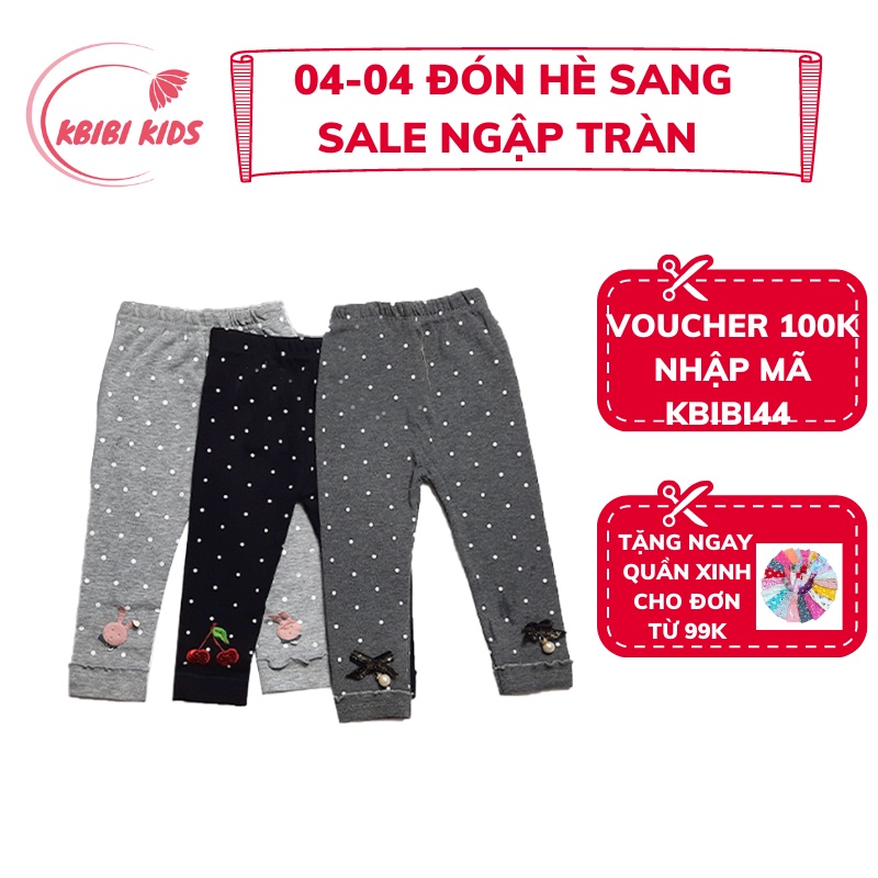 Quần Legging Chấm Bi Bé Gái Chất Cotton Len Mã K33, Chất Liệu Len Tăm Co Giãn Tốt, Thoải Mái Cho Bé Mặc Thu Đông