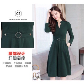 Hàng nhập - Đầm xòe tay dài cổ trụ