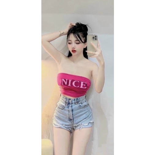 ÁO THUN ỐNG CHỮ NICE, ÁO QUÂY CHỮ SEXY MÀU NỔI MS70151